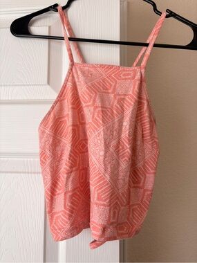 Charlotte Russe Coral and White Printed Spaghetti Strap Top